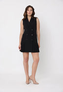 Double Breast Button Bottom Pleats Dress DRESS Gracia Fashion 