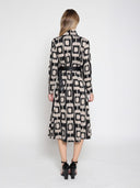 Double Breasted Long Sleeve Belted Print Dress DRESS Gracia Fashion 