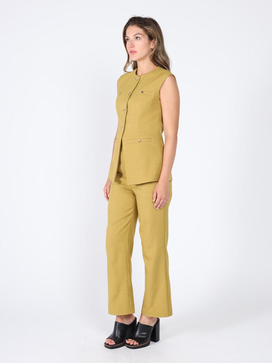 Double Front Button Straight-Fit Trousers PANTS Gracia Fashion 