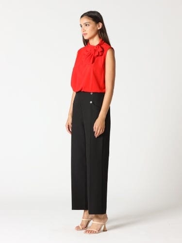 Double Front Button Straight-Fit Trousers PANTS Gracia Fashion 