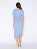 Double Ruched Waist Short Sleeve Solid Midi Dress DRESS Gracia Fashion 