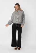 Drawstring Hem Button-Down Boxy Pleather Jacket JACKET Gracia Fashion 