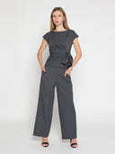 Elastic back straight fit casual pants PANTS Gracia Fashion 