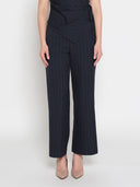 Elastic back straight fit casual pants PANTS Gracia Fashion DARK NAVY S 