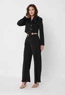 Elastic Back Straight Fit Pants PANTS Gracia Fashion 