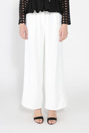 Elastic back straight fit pants PANTS Gracia Fashion WHITE S 