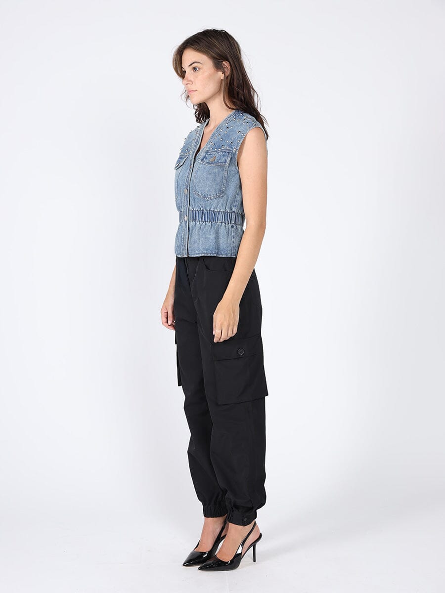 Elastic waist Denim Vest TOP Gracia Fashion 