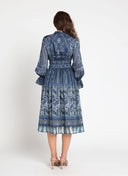 Elastic Waist Long Sleeve Midi Dress DRESS Gracia Fashion 