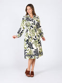 Elastic Waist Long Sleeve Printed Dress DRESS Gracia Fashion 