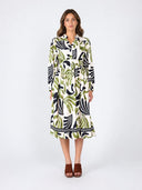 Elastic Waist Long Sleeve Printed Dress DRESS Gracia Fashion OLIVE S 