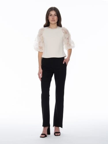 Elastic Waist Side Split Hem Pull-On Pants PANTS Gracia Fashion BLACK S 