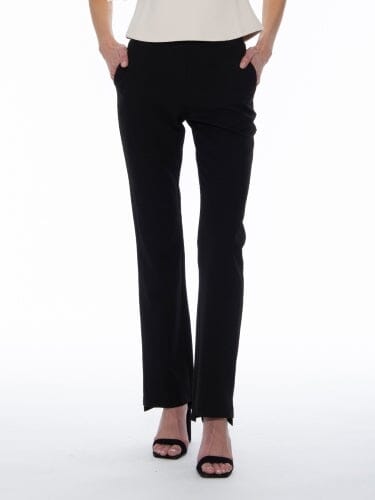 Elastic Waist Side Split Hem Pull-On Pants PANTS Gracia Fashion BLACK S 