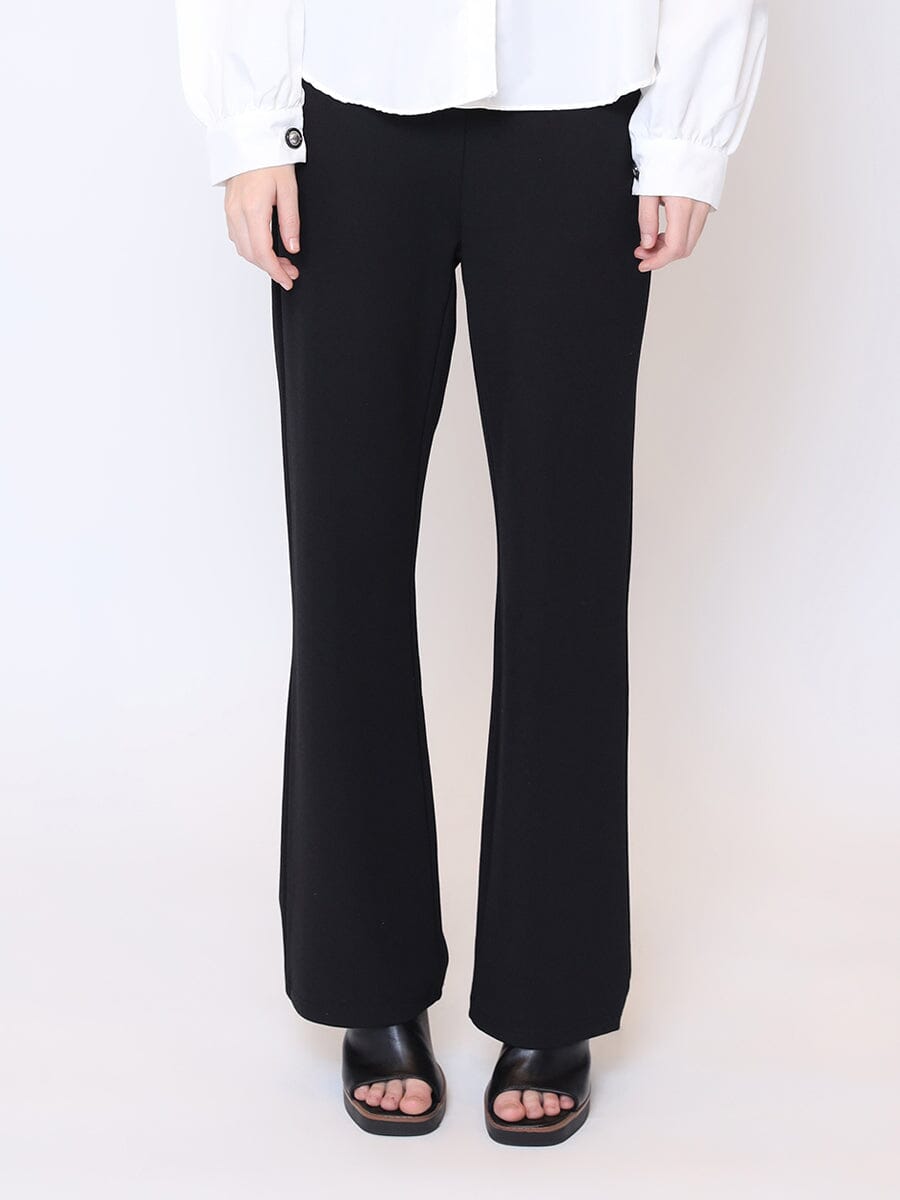 Elastic Waist Wide Leg Stretch Pants PANTS Gracia Fashion BLACK S 