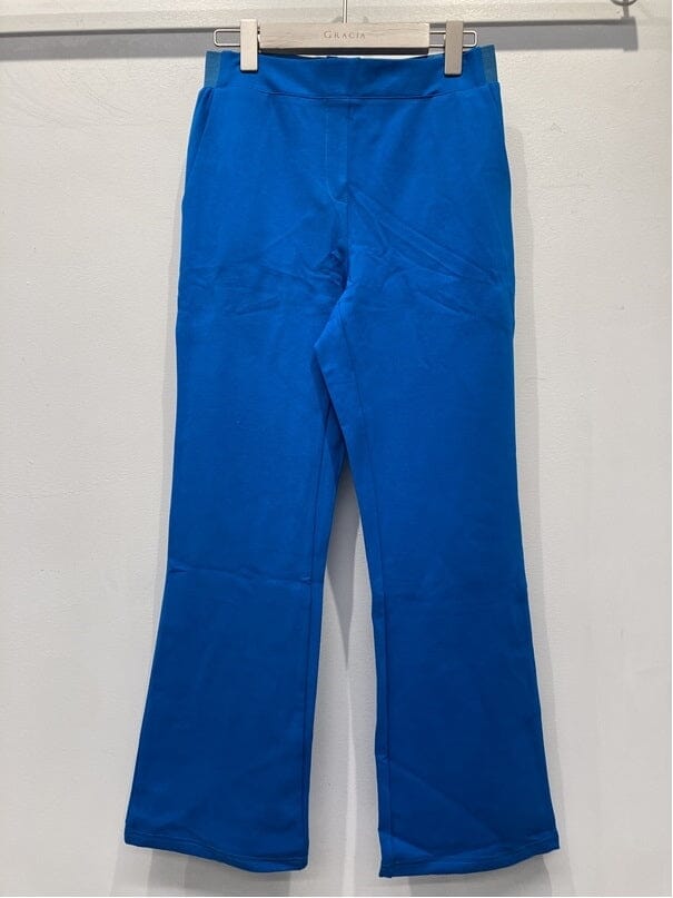 Elastic Waist Wide Leg Stretch Pants PANTS Gracia Fashion BLUE S 