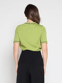 Embellished Chain Link Trim Short Sleeve Top TOP Gracia Fashion 