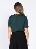 Embellished Chain Link Trim Short Sleeve Top TOP Gracia Fashion 