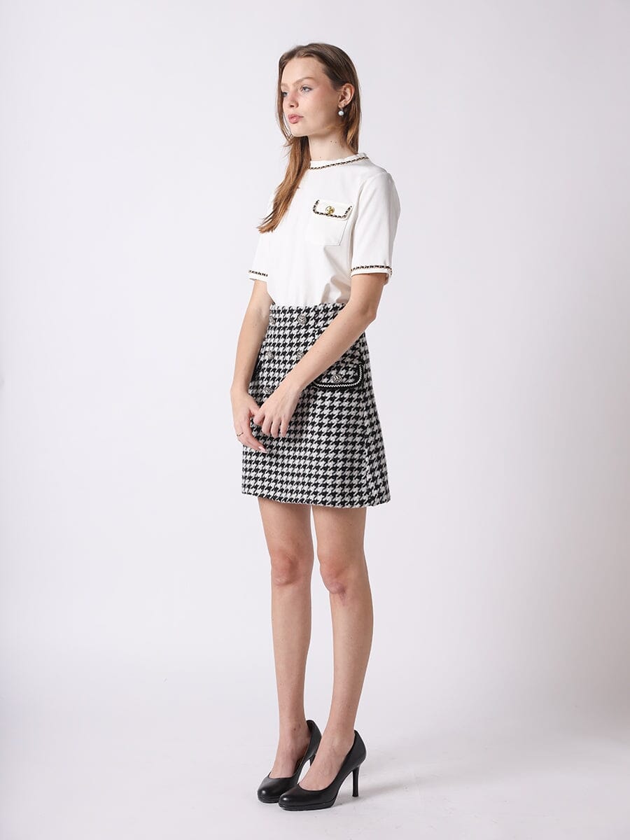 Embellished Chain Link Trim Short Sleeve Top TOP Gracia Fashion 