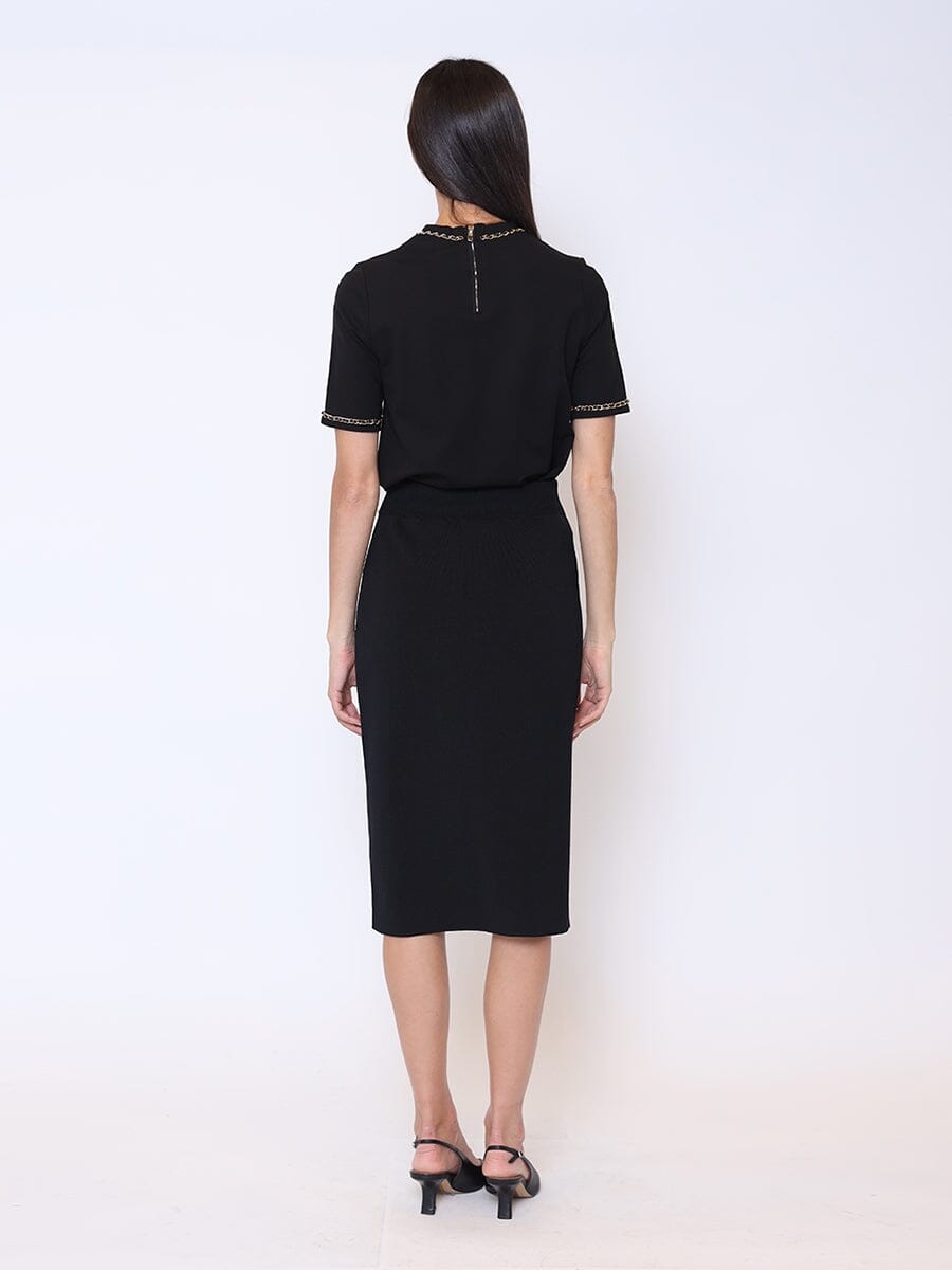 Embellished Chain Link Trim Short Sleeve Top TOP Gracia Fashion 