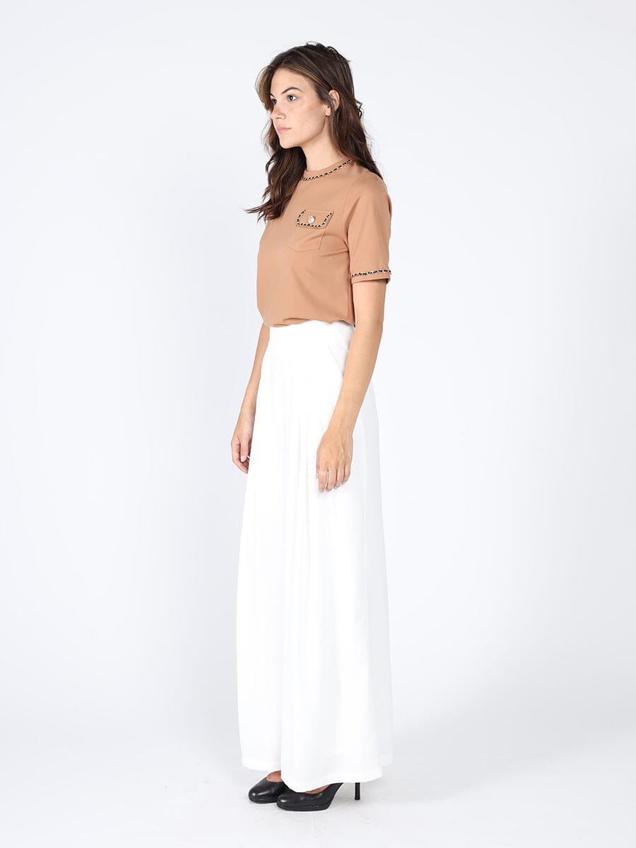 Embellished Chain Link Trim Short Sleeve Top TOP Gracia Fashion 