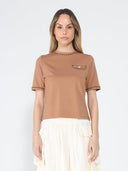 Embellished Chain Link Trim Short Sleeve Top TOP Gracia Fashion MOCHA S 