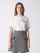 Embellished Chain Link Trim Short Sleeve Top TOP Gracia Fashion WHITE S 