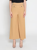 Embellished Pockets High Waist Wide Leg Pants PANTS Gracia Fashion BEIGE S 