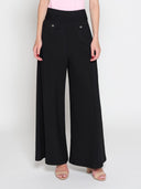 Embellished Pockets High Waist Wide Leg Pants PANTS Gracia Fashion BLACK S 