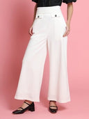Embellished Pockets High Waist Wide Leg Pants PANTS Gracia Fashion WHITE S 