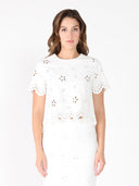 Embroidered eyelet crop top TOP Gracia Fashion WHITE S 