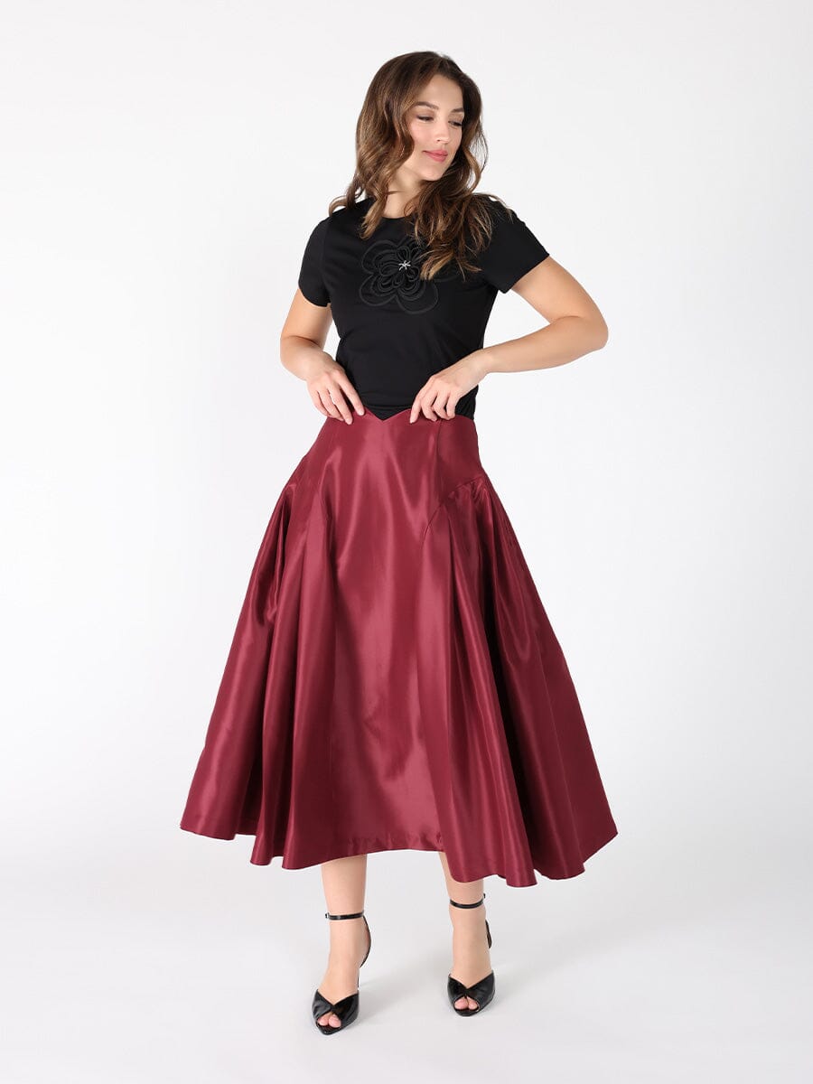 Embroidered floral applique crew neck top TOP Gracia Fashion 