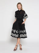 Embroidered sleeve &skirt bottom puff sleeve dress DRESS Gracia Fashion 