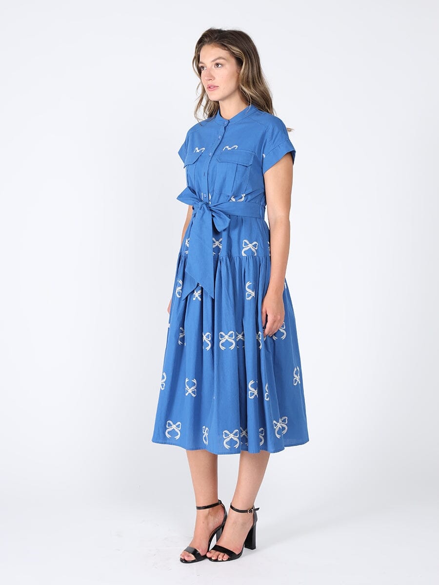 Embroideried sleeveless belt dress DRESS Gracia Fashion 