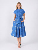 Embroideried sleeveless belt dress DRESS Gracia Fashion 