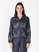 Embroidery Work V-neck Long Sleeve Top TOP Gracia Fashion DARK NAVY S 