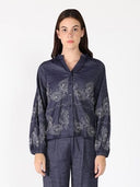 Embroidery Work V-neck Long Sleeve Top TOP Gracia Fashion DARK NAVY S 