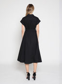 Eyelet And Solid Fabric Belt Dress DRESS Gracia Fashion 