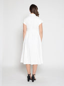 Eyelet And Solid Fabric Belt Dress DRESS Gracia Fashion 
