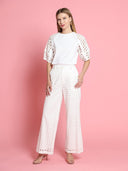 Eyelet Embroidered Cargo Wide-Leg Pants PANTS Gracia Fashion 