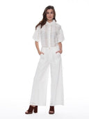 Eyelet Embroidered Wide-Leg Pants PANTS Gracia Fashion 