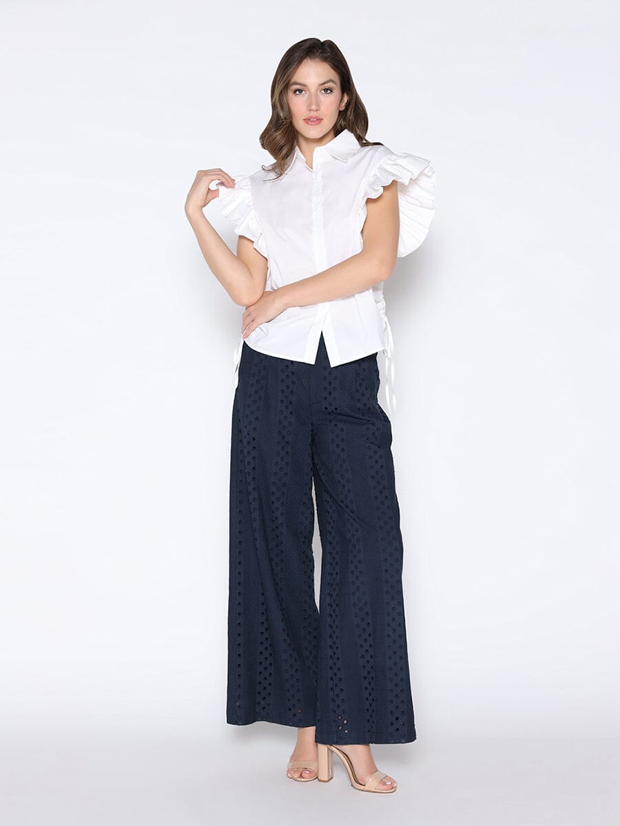 Eyelet Embroidered Wide-Leg Pants PANTS Gracia Fashion 