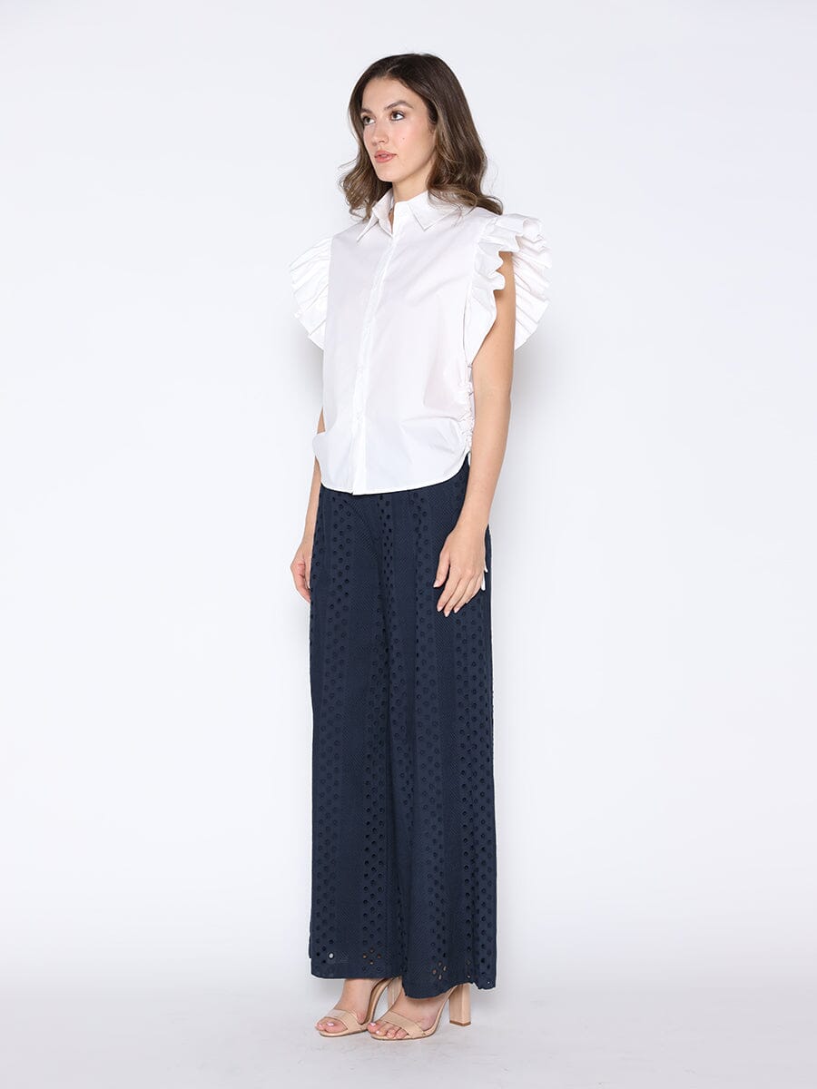 Eyelet Embroidered Wide-Leg Pants PANTS Gracia Fashion 