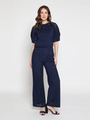 Eyelet Embroidered Wide-Leg Pants PANTS Gracia Fashion 