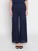 Eyelet Embroidered Wide-Leg Pants PANTS Gracia Fashion NAVY S 