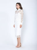 Eyelet Lace Embroidered Blouse TOP Gracia Fashion 