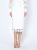 Eyelet Lace Embroidered Skirt TOP Gracia Fashion WHITE S 