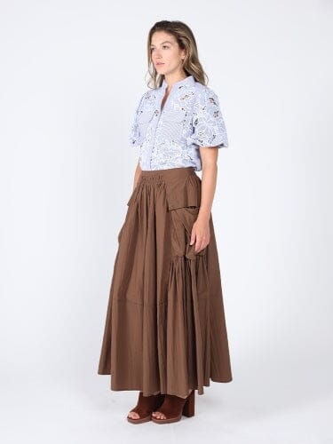 Eyelet lace work front pockets shirt TOP Gracia Fashion 