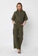 Flap Pocket Wide Leg Sweat Pants SET Gracia Fashion 