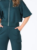 Flap Pocket Wide Leg Sweat Pants SET Gracia Fashion 