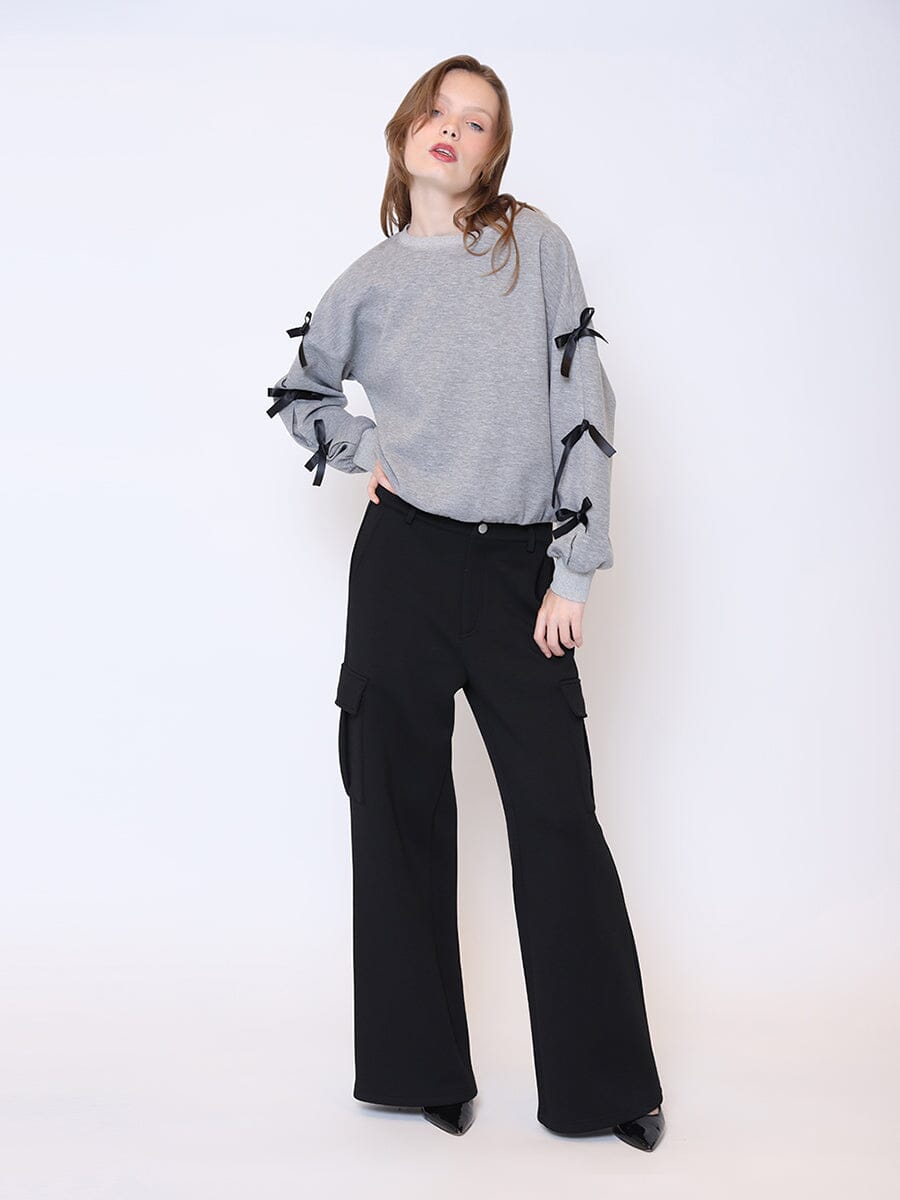 Flap Pocket Wide Leg Sweat Pants SET Gracia Fashion 