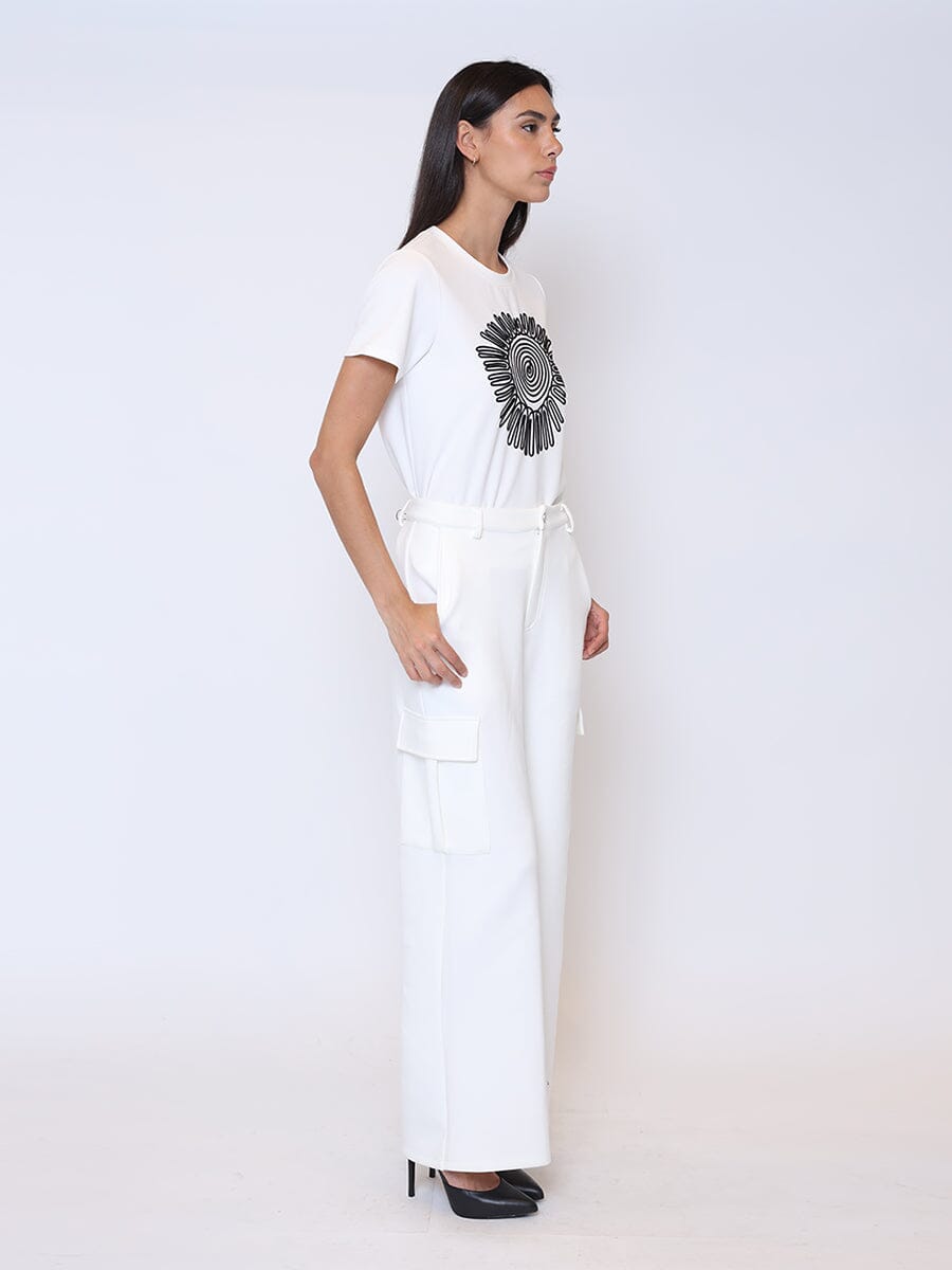Flap Pocket Wide Leg Sweat Pants - Gracia Fashion